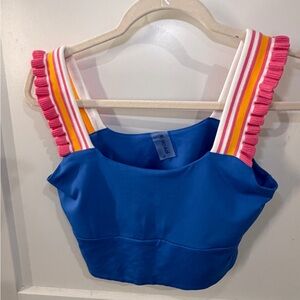 Stylish Blue Crop Top with Ruffled Straps